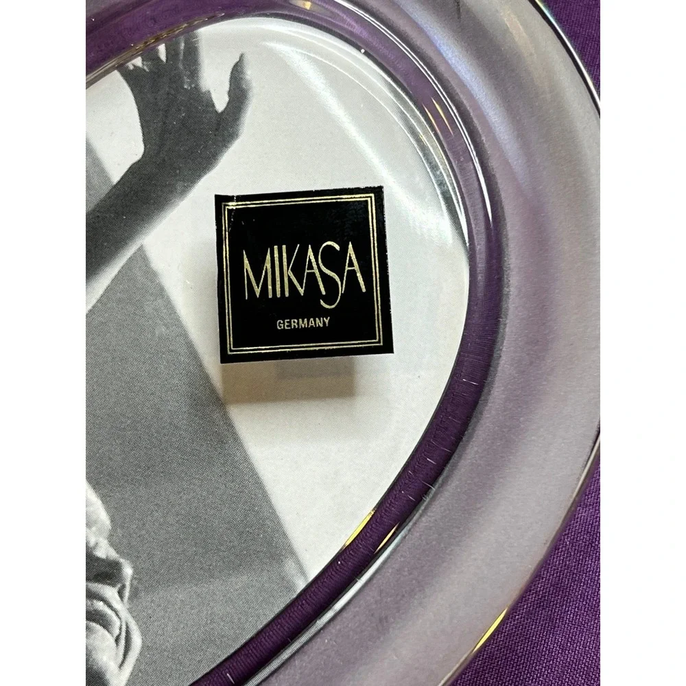 MIKASA Crystal 4 Picture Frame Frosted Glass Gold‎ Roses Germany EUC